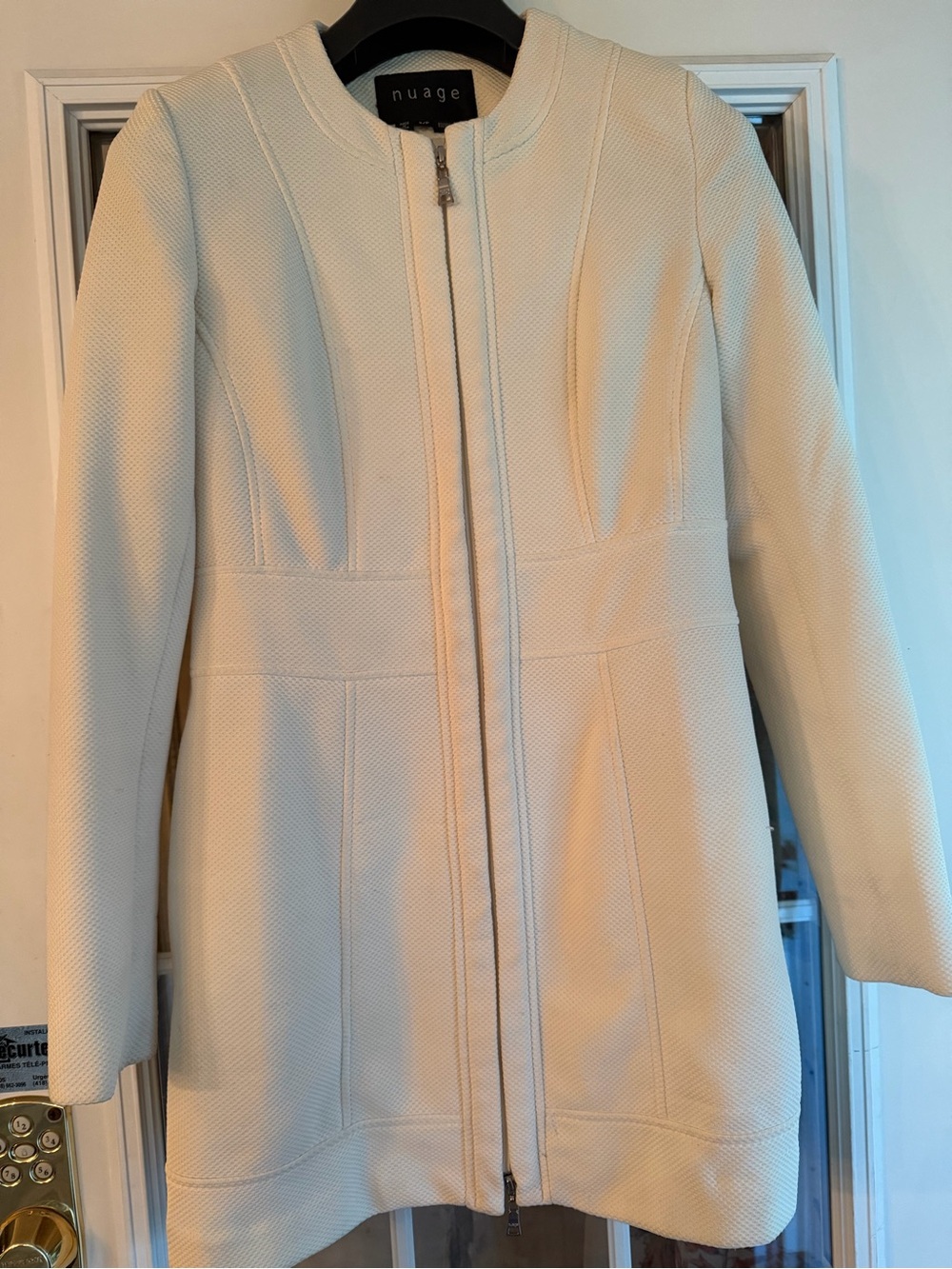 Nuage Women's Cream Zip-Front Coat